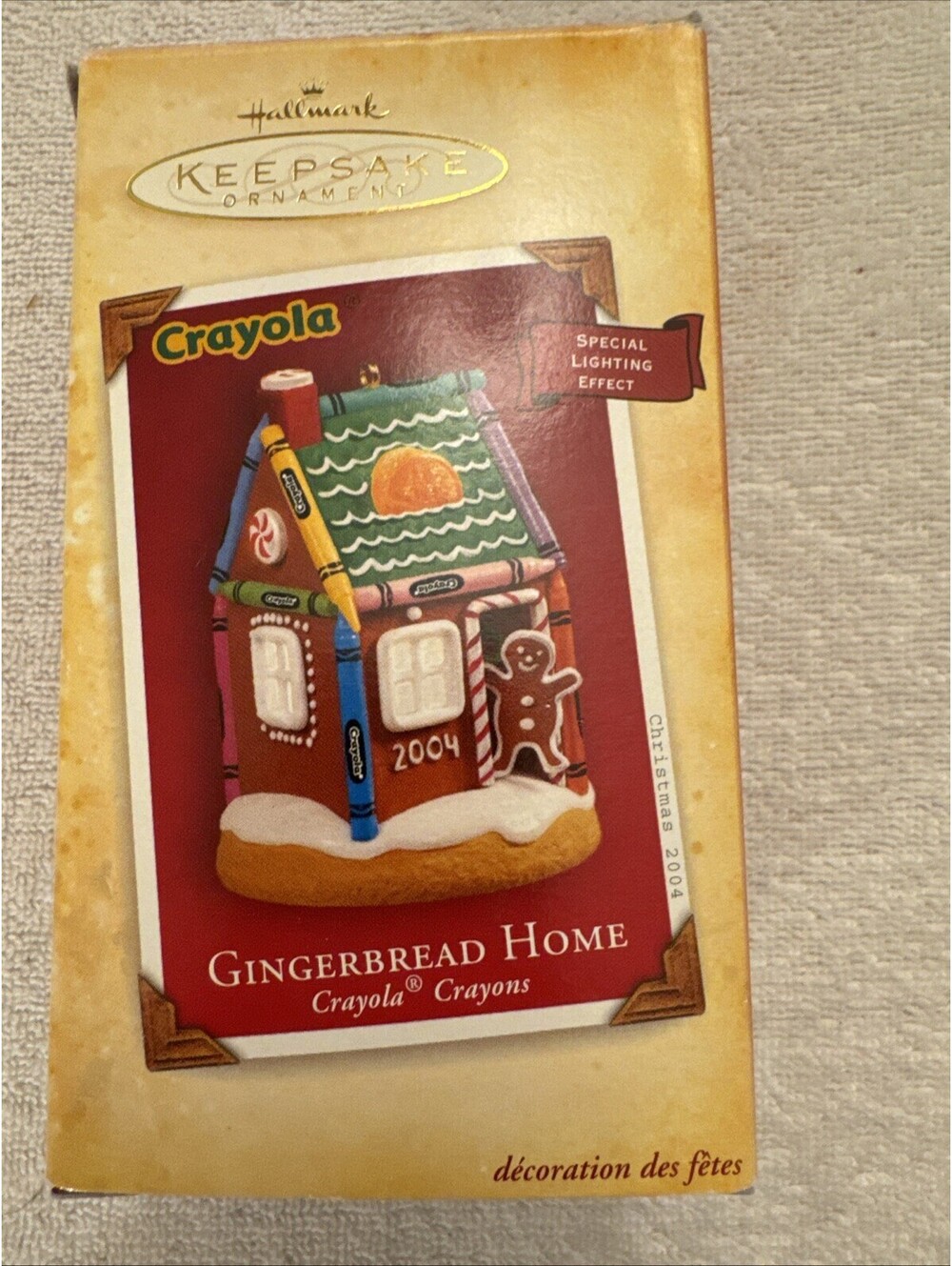 Hallmark Keepsake Christmas Ornament Crayola Crayons Gingerbread Home New 2004